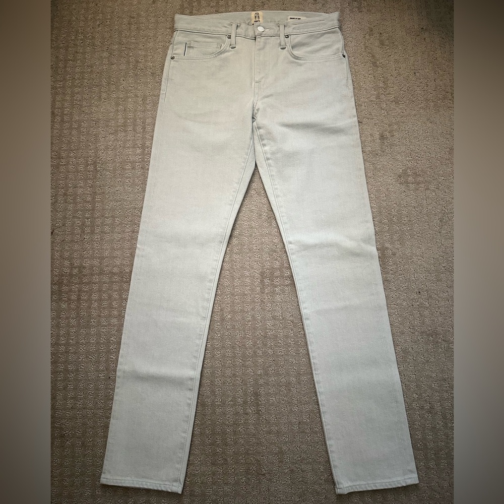 NEW hiroshi kato pen slim selvedge jeans 14oz silver gray white stretch sz 31